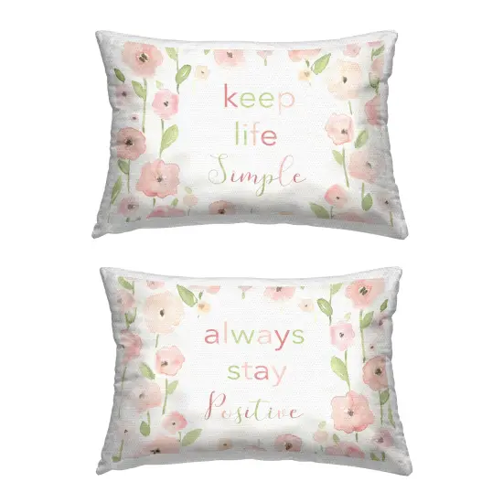Floral Positivity Statements 2 PC Outdoor Printed Pillow Set Design by Carol Robinson, 14 x 7 x 20 {1}