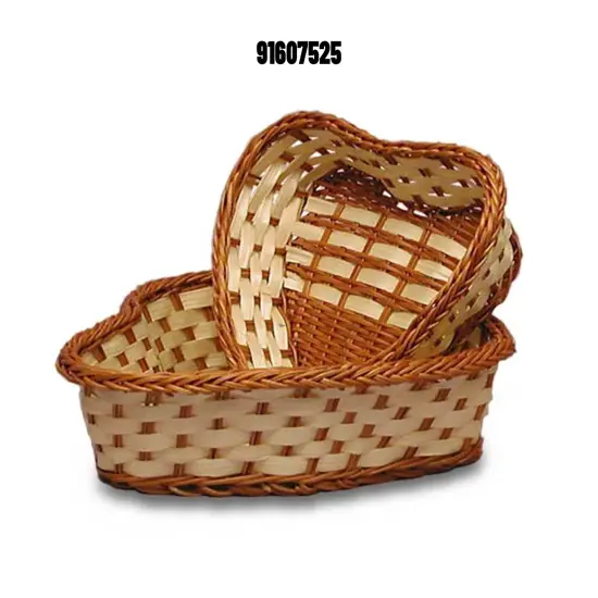 Two-Tone Bamboo Heart Baskets 10.25" x 9" x 3.125" {3}