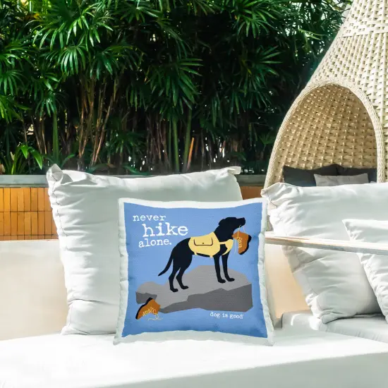 Never Hike Alone Dog Outdoor Printed Pillow Design by Dog Is Good, 18 x 7 x 18 {2}