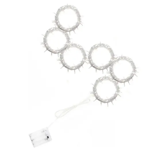 96 LED 6 Strand Curtain Light Battery Operated warm white {5}