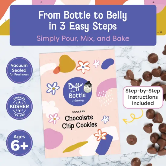 Baketivity Chocolate Chip Cookie Mix - Duff in a Bottle Baking Kit for Kids and Adults- Cookie Mix for Baking - Cookie Dough Mix with Premeasured Ingredients, Step-By-Step Instructions, Video Guide {3}
