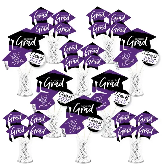 Big Dot of Happiness 2025 Purple Graduation Party Centerpiece Sticks - Showstopper Table Toppers - 35 Pieces {1}