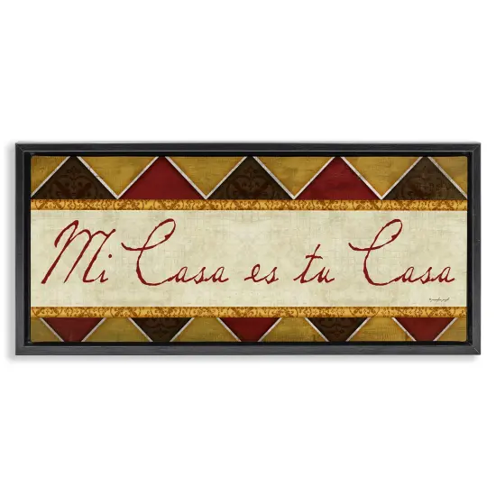 Stupell Industries Bienvenida Mi Casa Tu Casa Framed Floater Canvas Wall Art Gray Floater Frame {7}