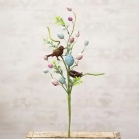 19&rdquo;High Blue and Pink Plaster Eggs with Bird and Nest Spray Perfect for Decoration {2}