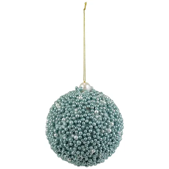 Northlight Glitter Beaded Christmas Ball Ornament - 4" - Seafoam Green {3}