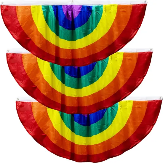 3-Pack Rainbow Pride Flag Bunting, 4 x 2-Feet Decorative 6-Color Design {1}