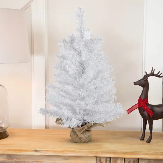 Northlight Medium Mini White Balsam Pine Artificial Christmas Tree with Burlap Base - 24" - Unlit {1}
