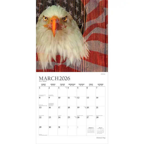 America's Flag | 2026 12 x 24 Inch (Hanging) Monthly Square Wall Calendar | Foil Stamped Cover {3}