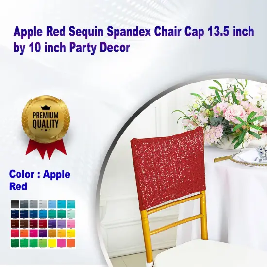 1 Piece Apple Red Sequin Spandex Chair Cap 13.5 inch by 10 inch Party Decor {1}