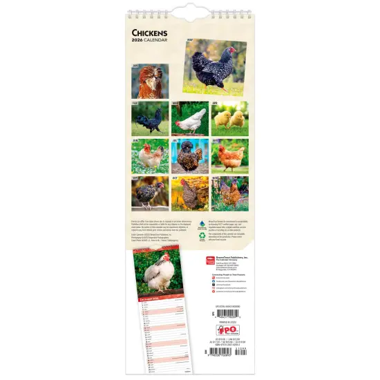Chickens | 2026 5.7 x 16.5 Inch (Hanging) Monthly Slimline Wall Calendar {2}
