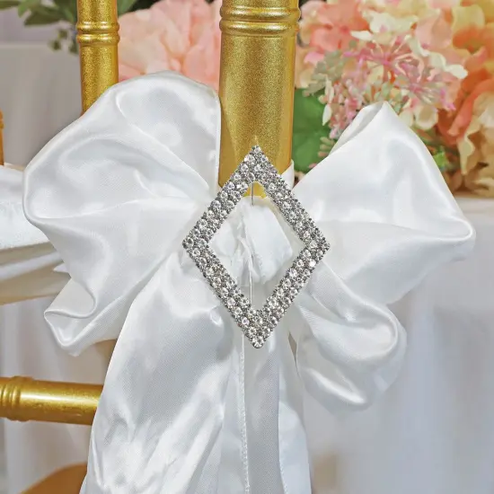Diamond Rhinestone Chair Band Buckle Silver Metal Accent 2 Inch Width {2}