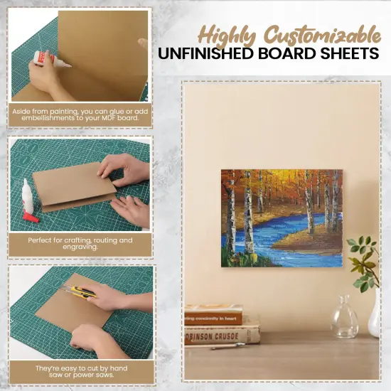 (8-Pack) CalPalmy 8” x 10” MDF Boards - 2mm Thick Boards for Carpentry, Interior Design, Hobby Crafts, and More - with Smooth, Unfinished Sides and Sanded Edges {3}