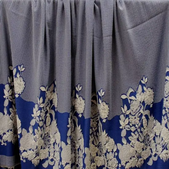 1 Yard Elegant Royal Off-White Floral Jacquard Fabric 52/54" Width {2}