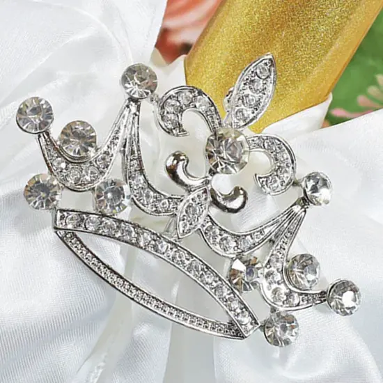 Crown Rhinestone Chair Band Buckle Silver Metal Decor 2 Inch Width {3}