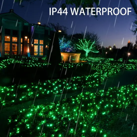 Dazzle Bright 2 Pack Total 400LED 132FT Green Christmas Solar String Outdoor Lights, St. Patrick's Day Solar Powered with 8 Modes Waterproof Fairy Lights for Patio Garden Tree Party Yard Decoration {6}