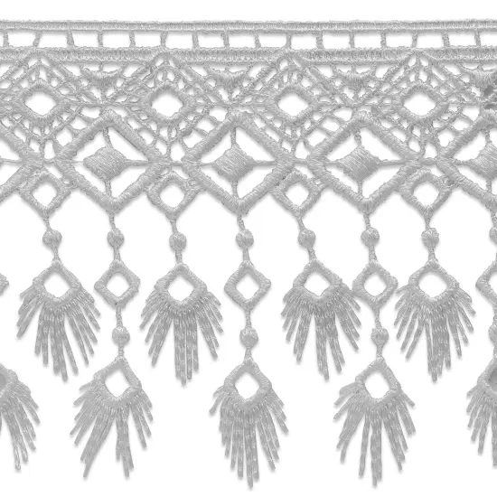 5 yards of Anemone Peacock Dangle Venice Trim | 5 yard cut White {1}