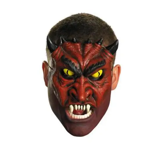 red BLOOD DEVIL MASK chinless adult mens horror halloween costume ONE SIZE {1}