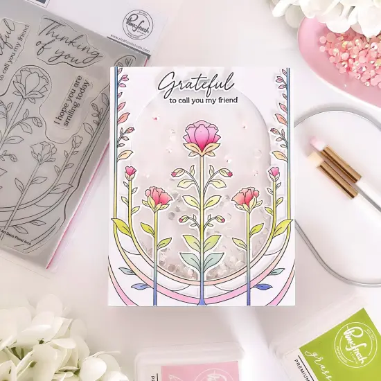 Pinkfresh Studio Press Plate-Art Deco Floral Arch {6}