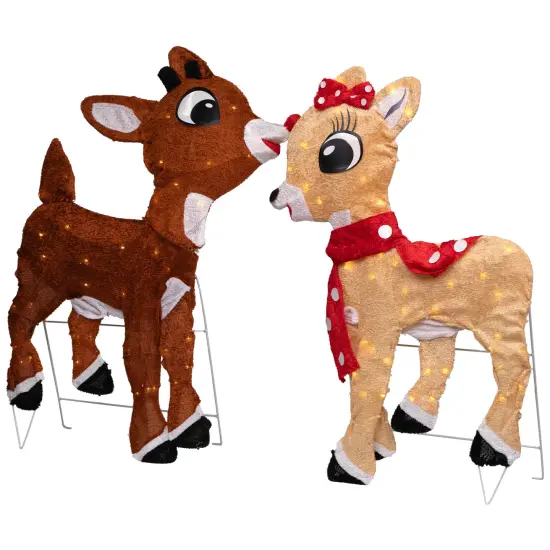 Northlight Lighted Rudolph and Clarice Outdoor Christmas Decorations - 32" Brown {7}