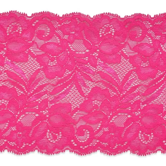 5 Yards of Brea 5 1/2" Stretch Raschel Lace Trim | 5 yard cut Hot Pink {1}