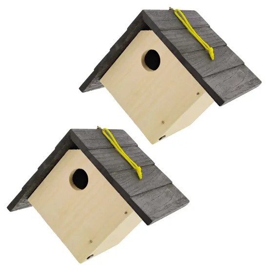 MiMu Wooden Bird House to Paint - Unfinished Mounted Bird House {1}