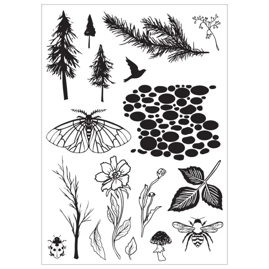 Sizzix Clear stamp Set 17/Pkg W/ Stencils 3/PKg By Vic Von S-Nature {3}