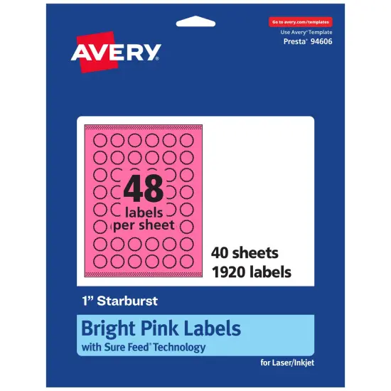 Avery Bright Pink Paper Labels, 1" Starburst {1}