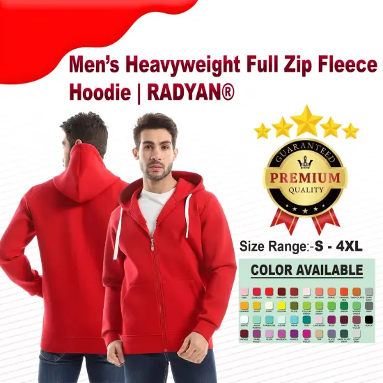 Men&rsquo;s Heavyweight Full Zip Fleece Hoodie | RADYAN&reg; H.GRAY {2}