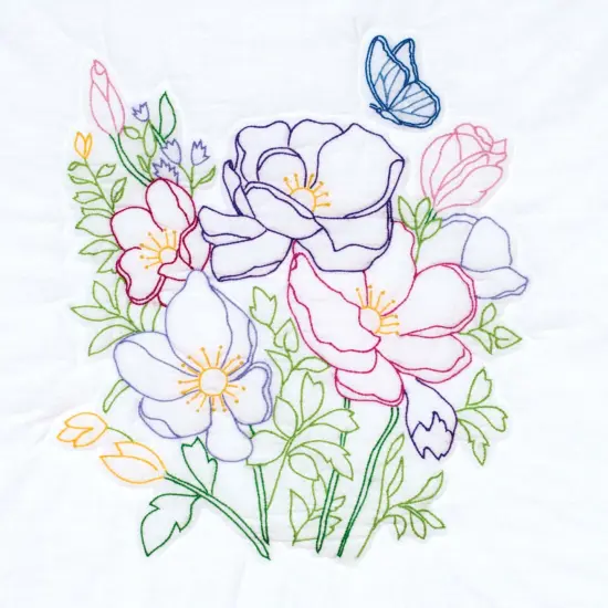 Jack Dempsey Stamped White Quilt Blocks 18"X18" 6/Pkg-Wildflowers {4}