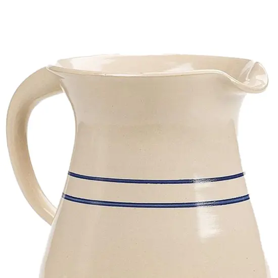 Martinez Pottery Heritage Blue Stripe Stoneware Pitcher {4}