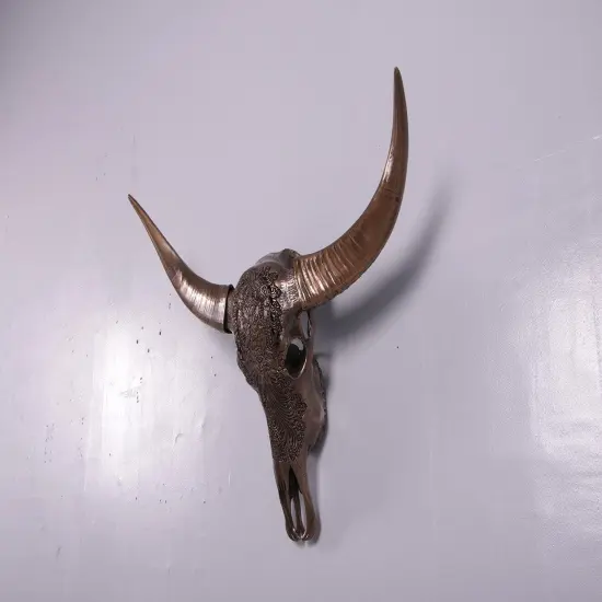Bronze Bull Skull Life Size Statue {6}