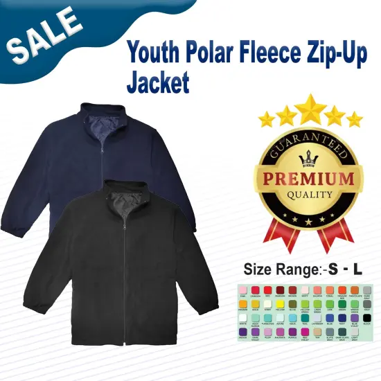 Youth Polar Fleece Zip-Up Jacket | RADYAN&reg; Black {2}
