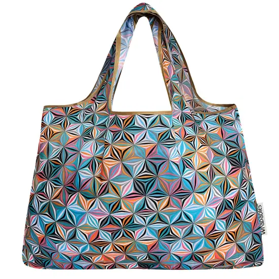 Wrapables Large Foldable Tote Nylon Reusable Grocery Bags, Star Pattern {3}
