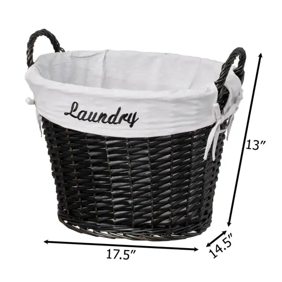 Wickerwise Handwoven Laundry Basket with Liner & Handles - Boho Decorative Storage Hamper for Clothes Blankets Pillows and Towels - Ideal for Laundry Room Bathroom Bedroom and Living Room Black {4}