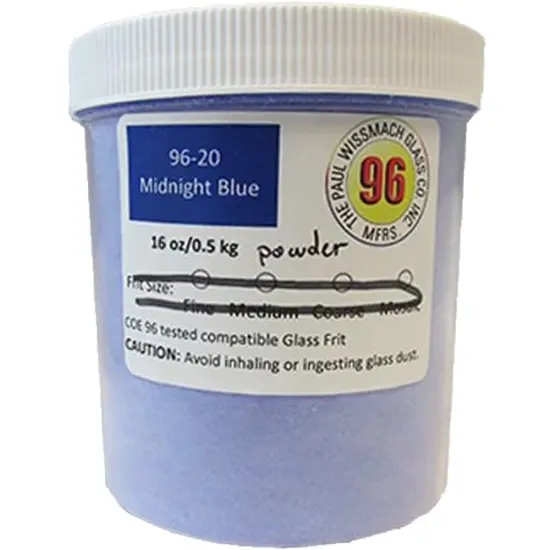 Wissmach Frit Powder Midnight Blue 96-20 1Lb. Jar 96 COE {2}
