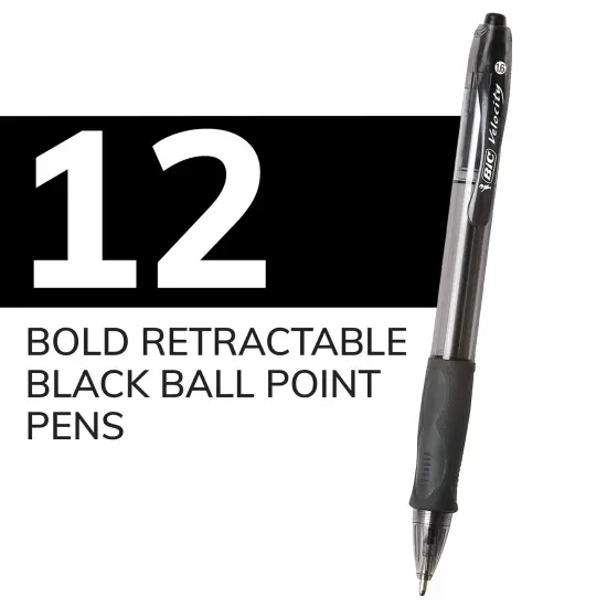 BIC Glide Bold Black Ballpoint Pens, Bold Point (1.6mm), 12-Count Pack, Retractable Ballpoint Pens with Comfortable Full Grip {3}