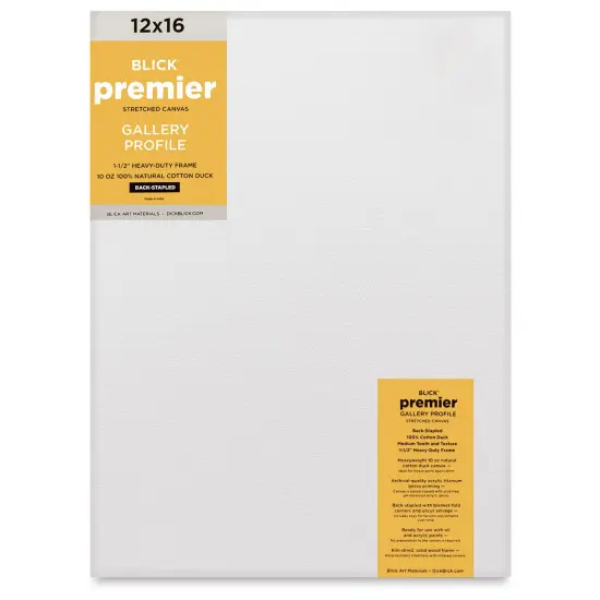 Blick Premier Stretched Cotton Canvas - Gallery Profile, Back-Stapled, 12" x 16" {1}