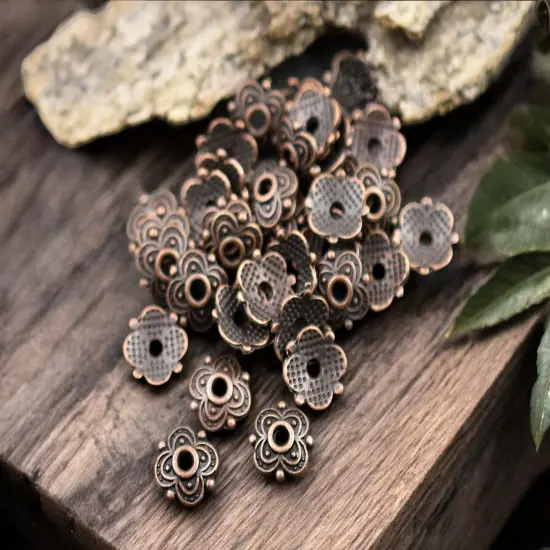 *250* 8mm Antique Copper Bead Caps {1}