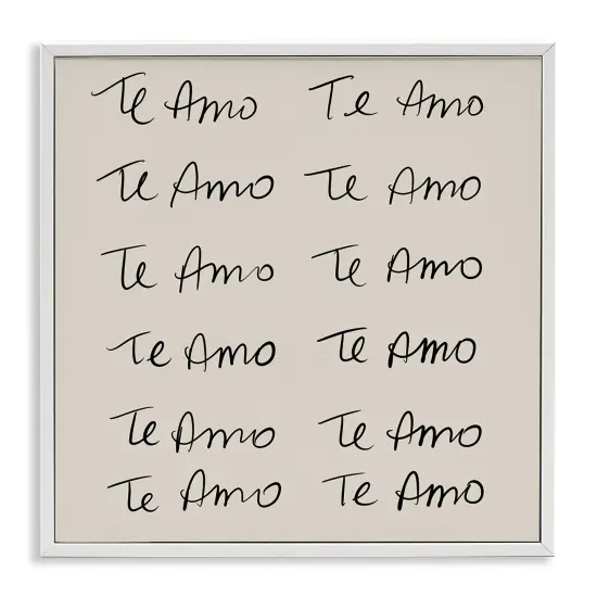 Stupell Industries Te Amo Repetitivo Framed Giclee Art White Framed {1}