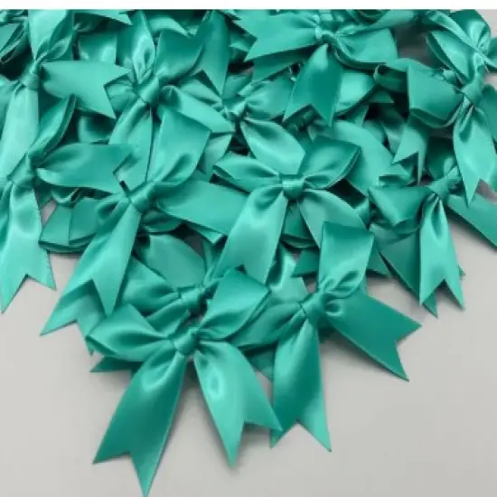12 Ct Peacock Blue Bows Satin Ribbon {3}