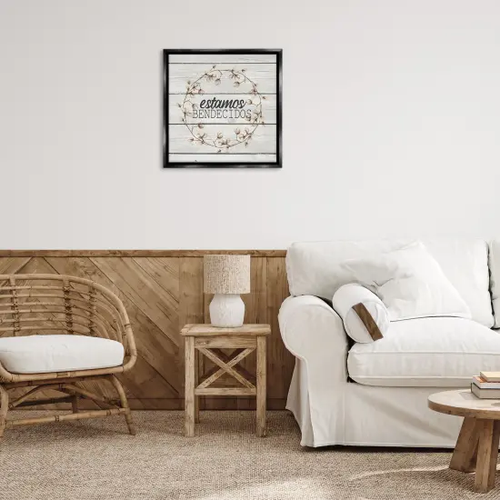 Stupell Industries Estamos Bendecidos con Algod&oacute;n Framed Floater Canvas Wall Art Black Floater Frame {2}