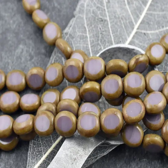 *18* 11x10mm Opaque Purple Travertine Table Cut Oval Beads {2}