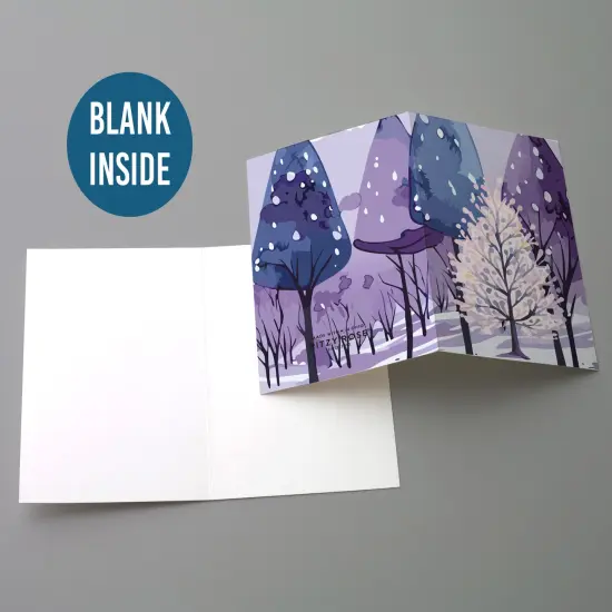 Purple Winter Christmas Greeting Cards Boxed Set &ndash; 24 Holiday Notecards Featuring 12 Enchanting Tree Designs, Perfect for Stylish and Serene Festive Wishes {4}