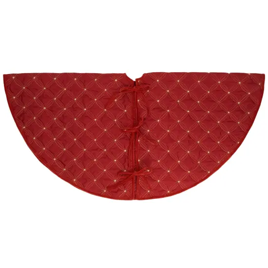 Northlight Round Quilted Christmas Tree Skirt - 72&ldquo; - Red {4}