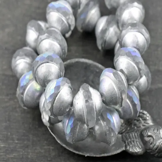 Silver AB Washed Crystal Saturn Beads - Choose Your Size {5}