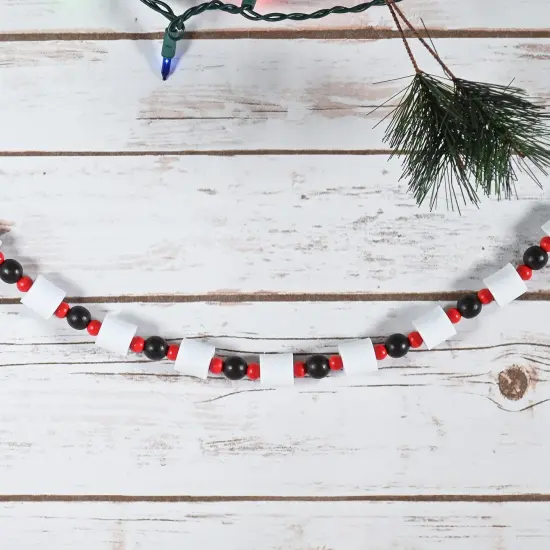 Ornativity Christmas Marshmallow Candy Garland - Rustic Xmas Holiday Wooden Farmhouse Country Wood Beaded Home and Holiday Garland Tree Decorations Boho Strand of Beads Decor 8' 3 (2 Pack) {4}
