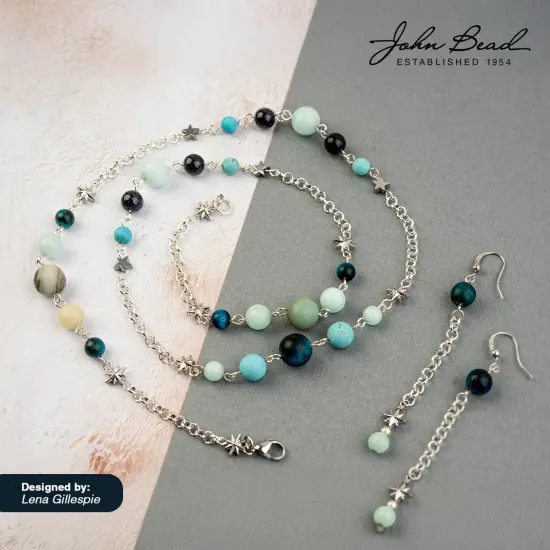 John Bead 6mm Solar System Universe Galaxy 5" Bead Strand Comets {2}