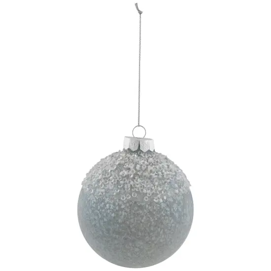 Northlight 4" Silver and White Beaded Glass Christmas Ornament {3}