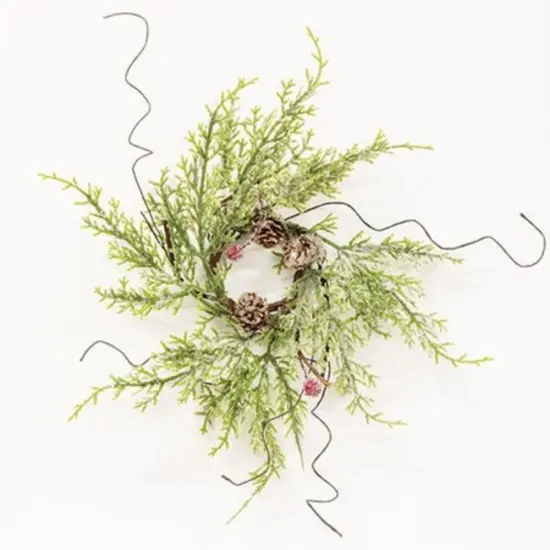 Frosty Red Berry & Cone Candle Ring 1.5" {1}