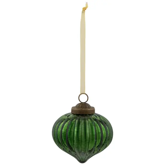Northlight 3" Green Crackle Glass Onion Christmas Ornament {3}